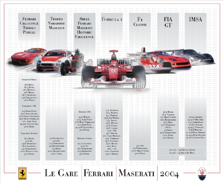 Poster Calendario gare Ferrari - 2004